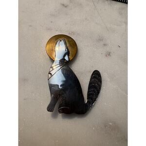 Vintage VTG sterling silver 925 coyote howling at the moon pin brooch